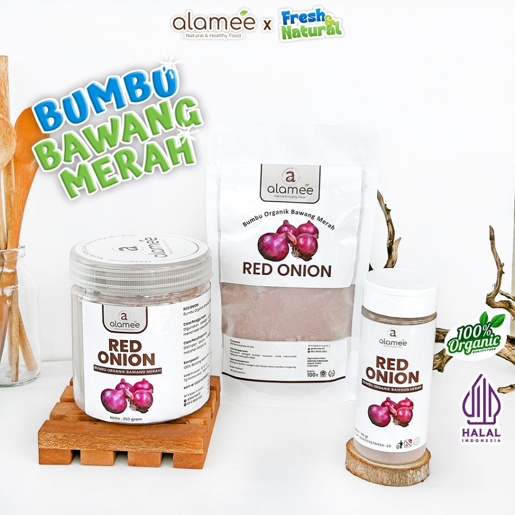 

ALAMEE Bawang Merah Bubuk Red Onion Powder Bumbu Dapur Organik Masak 250g fresh and natural