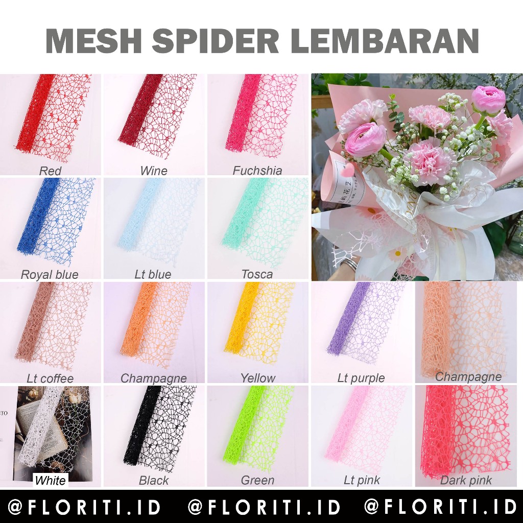 

(10 Lembar) Mesh/Jaring Spider Flower Wrapping Kertas Buket Lembaran