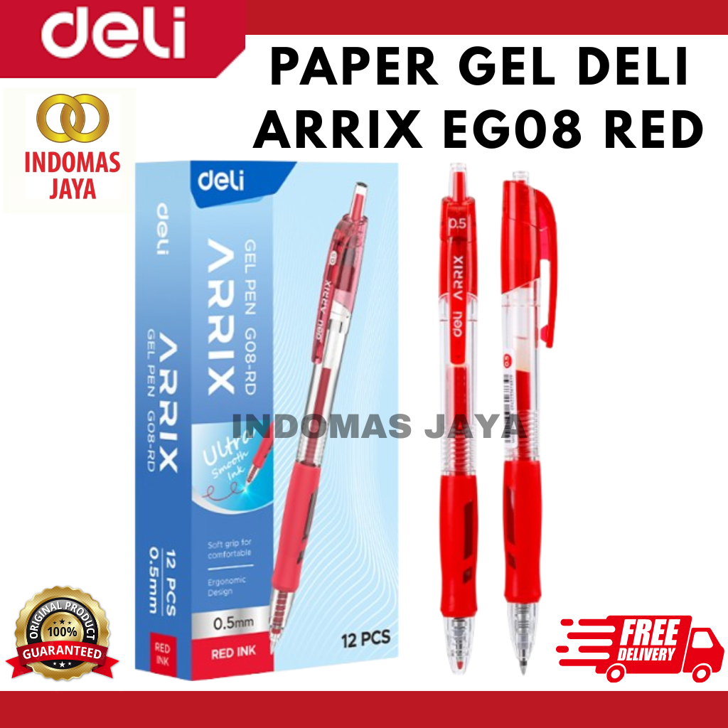 

Pulpen DELI ARRIS Gel Pen 0.5mm - G08-BK Gel Pen Ink Red Bullet tip 0.5mm (HARGA PER PCS)