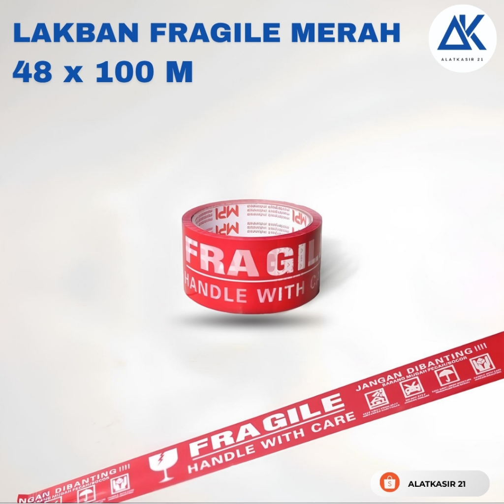 Lakban fragile Merah  48x100 M// Lakban online shop