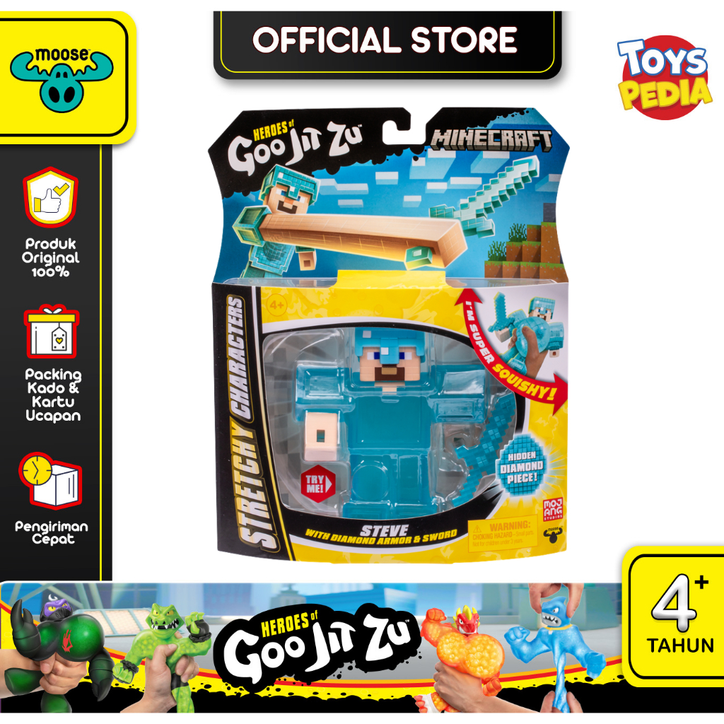 Mainan Stretchy dan Squishy Goo Jit Zu Minecraft Hero Single Pack