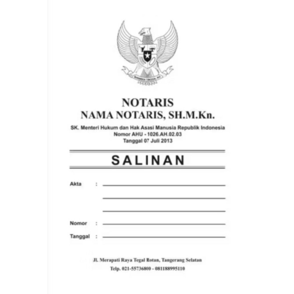 

cover salinan akta notaris bufalo putih