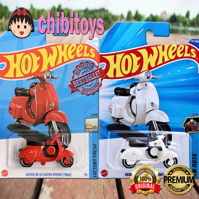 Hot Wheels Vespa 90 SS Super Sprint 1966 Putih Diecast Classic Motorcycle