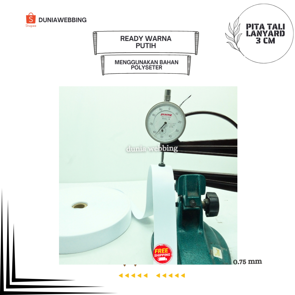 

Tali Pita Lanyard Tissue 3 cm x 50 Yard - Warna Putih 2F59