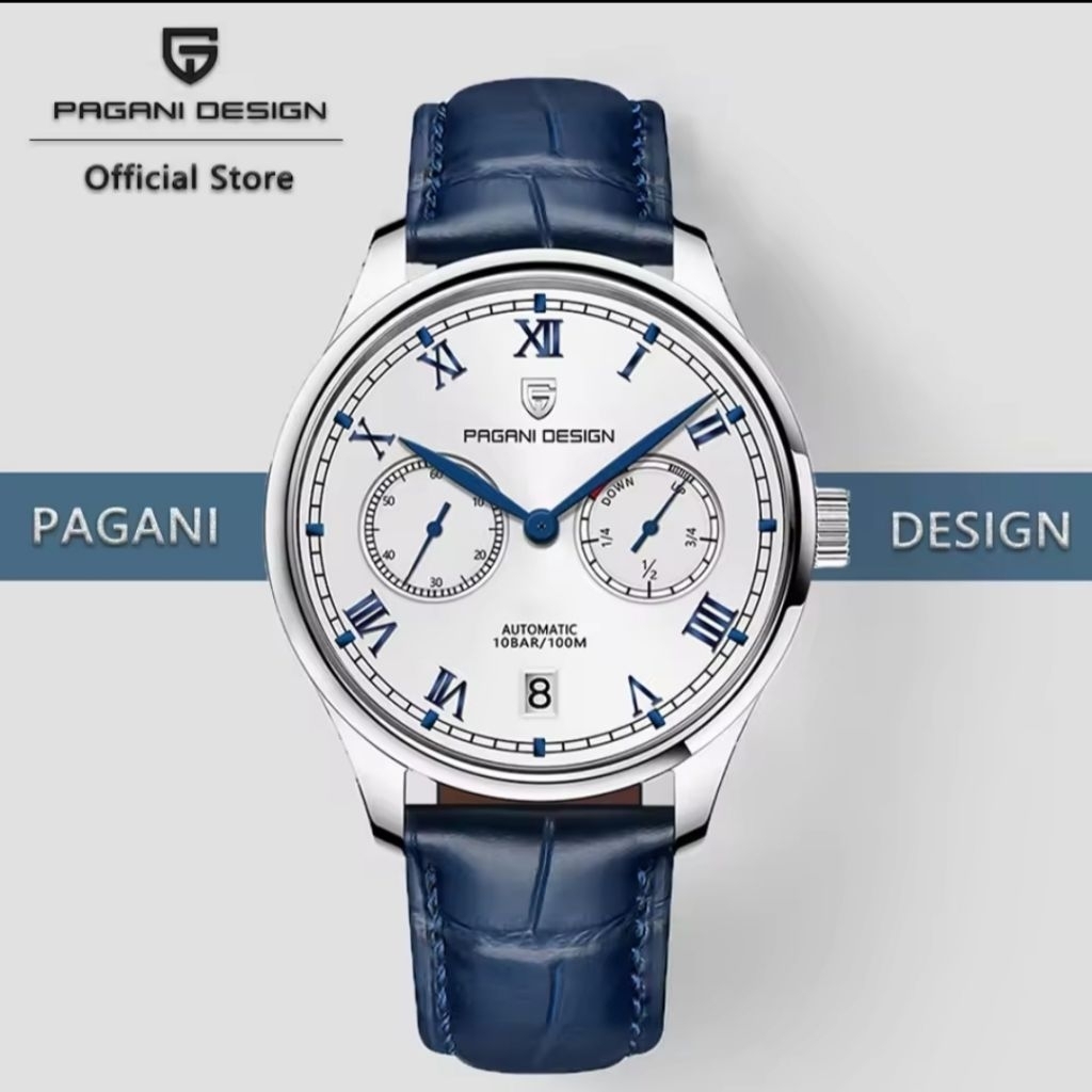 NEW PAGANI DESIGN IWC POWER RESERVE AUTOMATIC SAFIR DOUBLE DOME + AR COATING WR 200 M SIAP RENANG