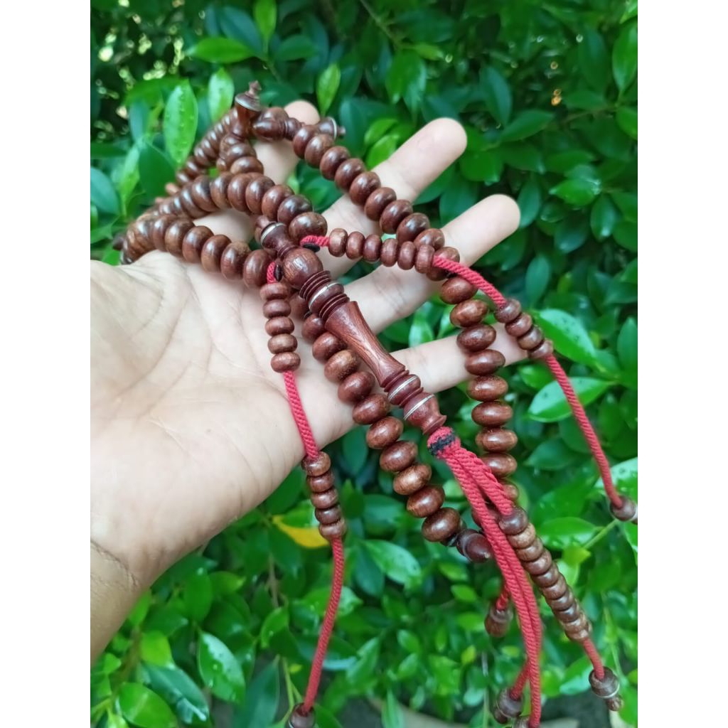 tasbih set tijani model pipih 12x7 kayu galih nagasari