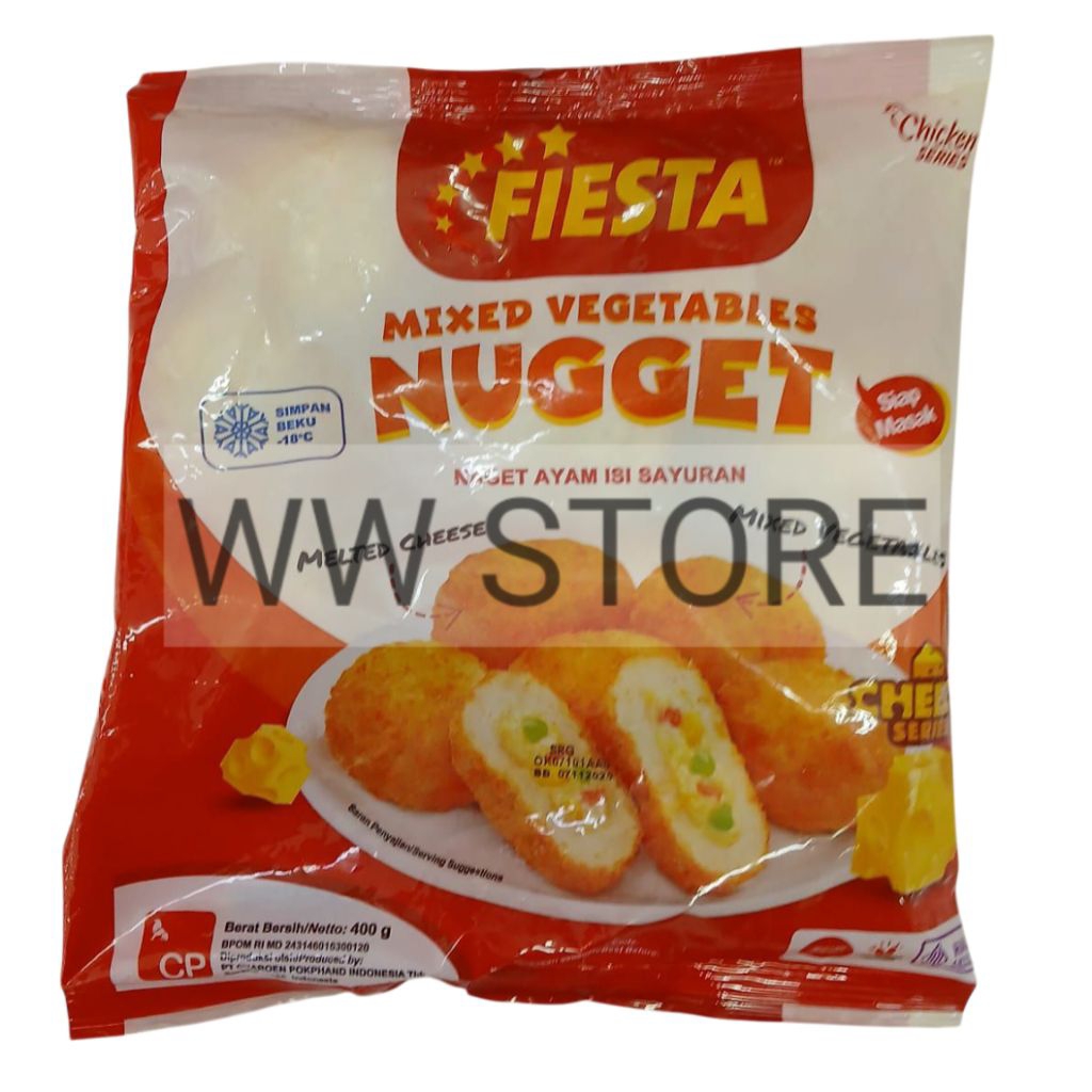 

Naget ayam isi sayuran SIAP MASAK halal MUI FIESTA MIXED VEGETABLES with Melted Cheese NUGGET 400g