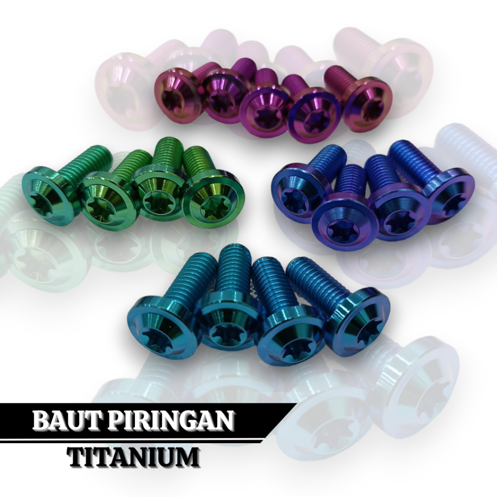 Baut Piringan Titanium Baut Cakram Bintang Drat 12 Baut Cakram Bintang 8 x 25 Baut Titanium Thailand
