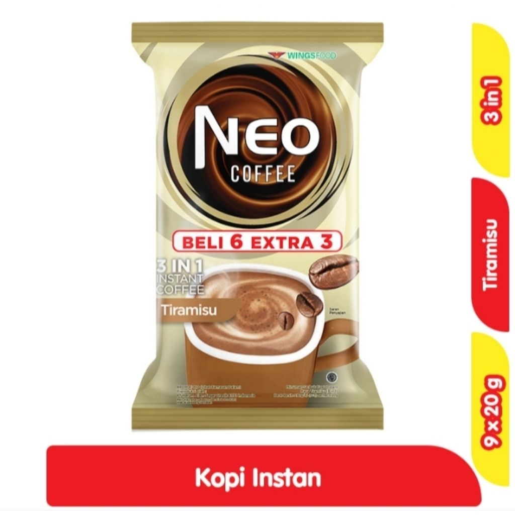 

NEO Coffe 3 in 1 Tiramisu Sachet Bag 9 x 20 g