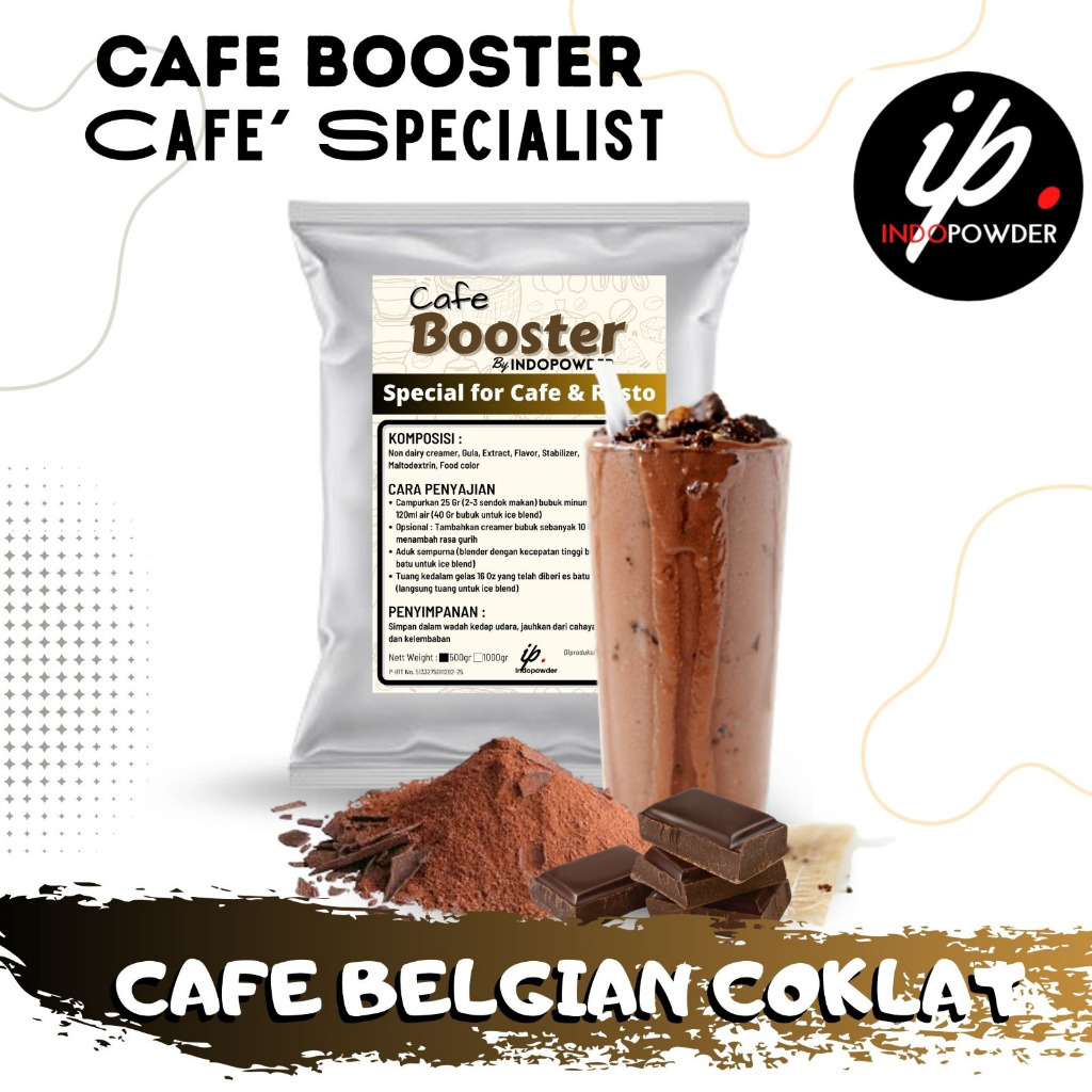 

Indopowder - Bubuk Minuman 500gr PREMIUM CAFÉ BOOSTER CHOCO BELGIAN Untuk Cafe, Waralaba dan Resto