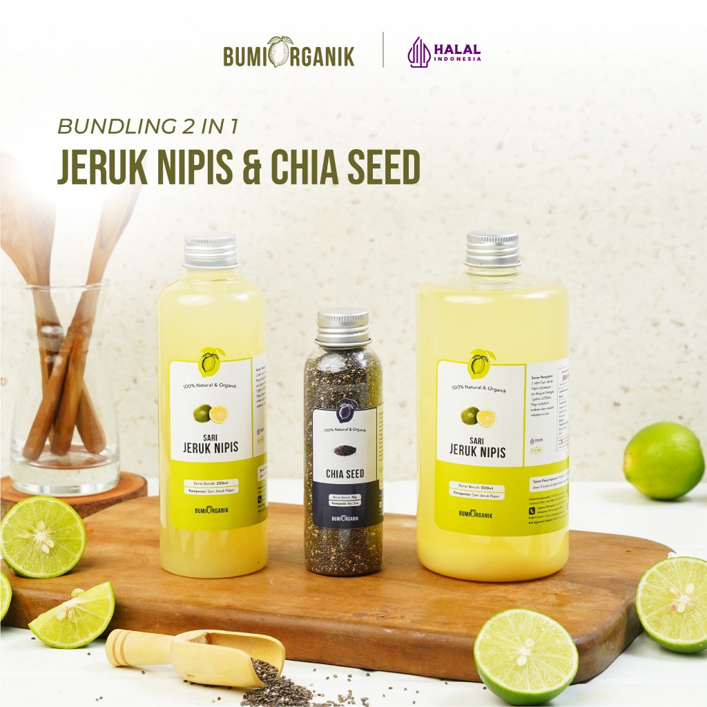 

PAKET 2 IN 1 SARI JERUK NIPIS 500ML CHIA SEED BUMI ORGANIK / JERUK NIPIS PERAS MURNI/ SARI LEMON MURNI 100% /NIPIS MADU /MINUMAN JERUK NIPIS /CHIA SEEDS ORGANIC / CHIA SEEDS UNTUK DIET / CHIA SEED PREMIUM / NUTRILOGY OFFICIAL BEORGANIK NUTRIFARM DARI BUMI