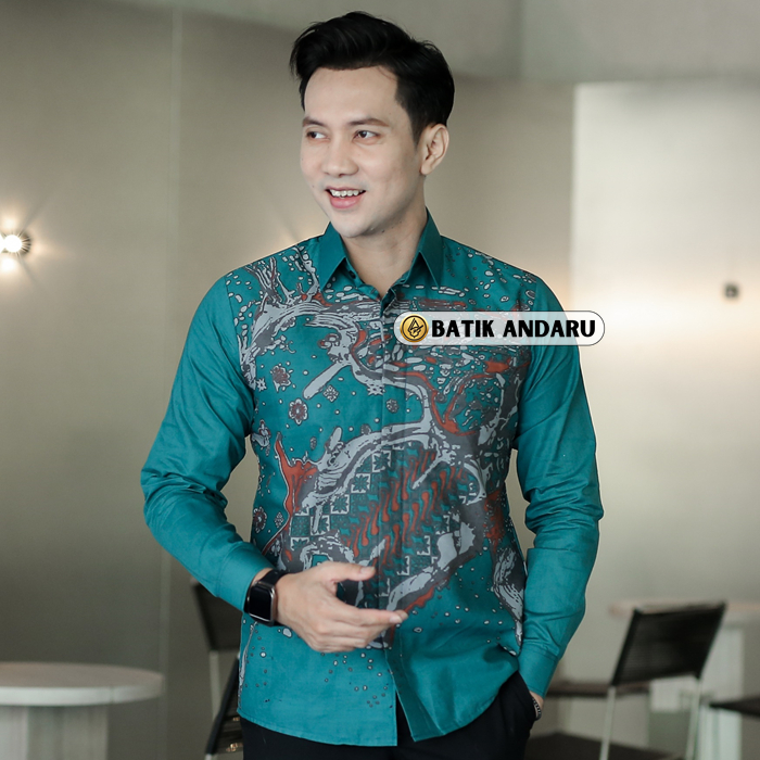 Batik Andaru Motif Sidharta Baju Kemeja Batik Pria Laki Laki Cowok Dewasa Slimfit Lengan Panjang Hee