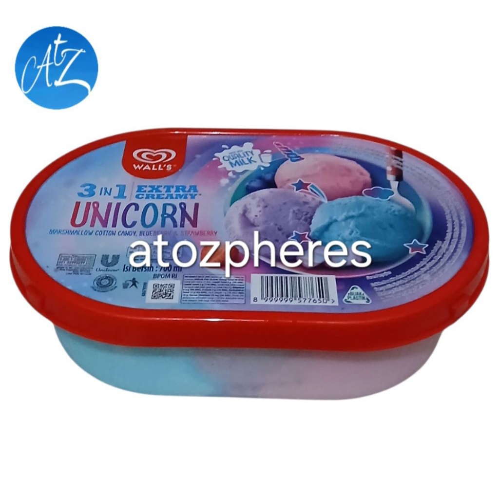 

Es krim rasa marshmallow permen gula kapas buah bluberi dan stroberi halal MUI WALL'S WALLS WALL UNICORN Marshmallows Cotton Candy Blueberry & Strawberry ICe Cream 700ml
