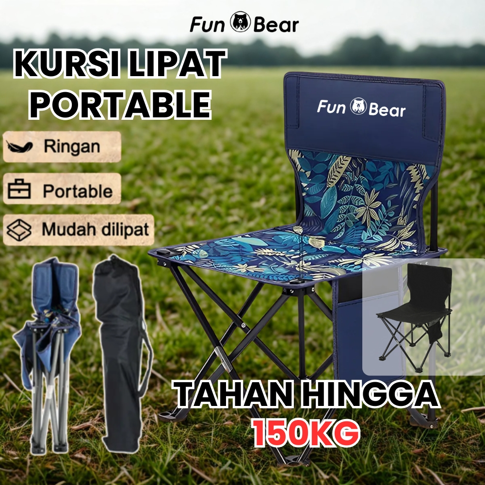 Kursi Lipat Fun Bear Multifungsi - Kapasitas 150KG, Anti-Selip, Solusi Duduk Nyaman di Mana Saja (Te