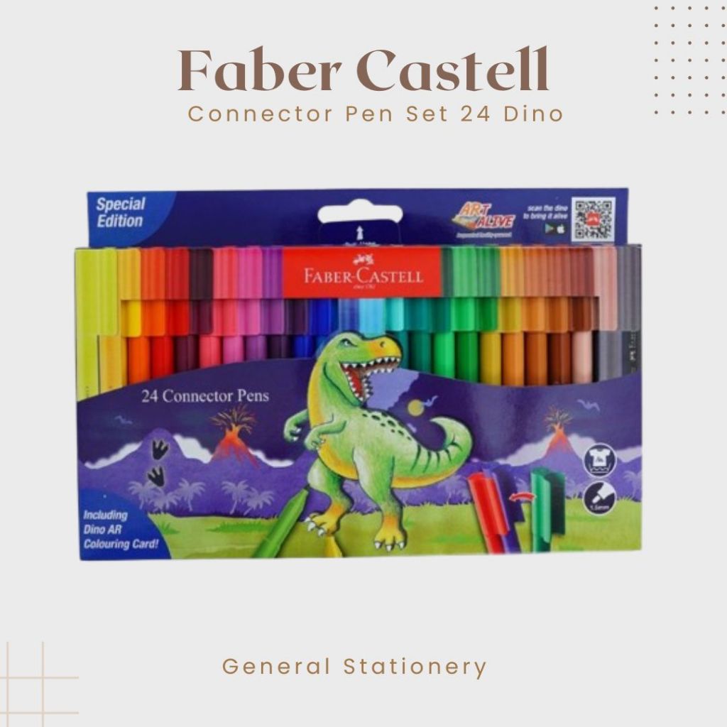 

Faber Castell Connector Pen Set 24 DINO / Spidol Warna Dino Set 24 Merk Faber Castell