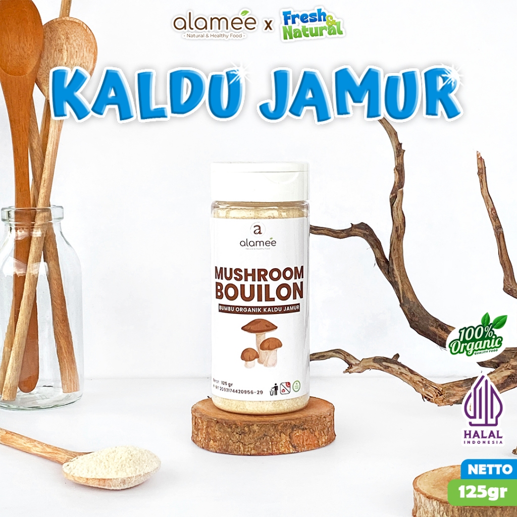

ALAMEE Kaldu Jamur Mushroom Powder Bubuk Bumbu Dapur Spice Tabur Seasoning 125gr freshandnatural