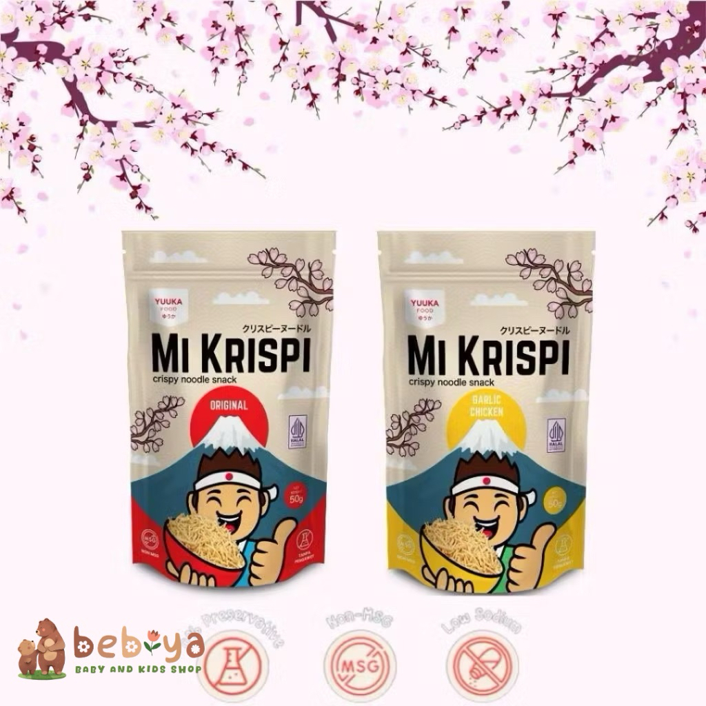 

Yuuka Mie Krispi Snack Sehat Anak Free MSG Pengawet Low Sodium Rasa Original & Garlic Chicken