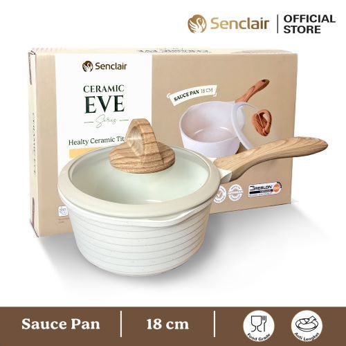 Senclair Eve Ceramic Panci Anti Lengket Saucepan 18 Cm Panci Ceramic Cookware Peralatan Masak Anti L