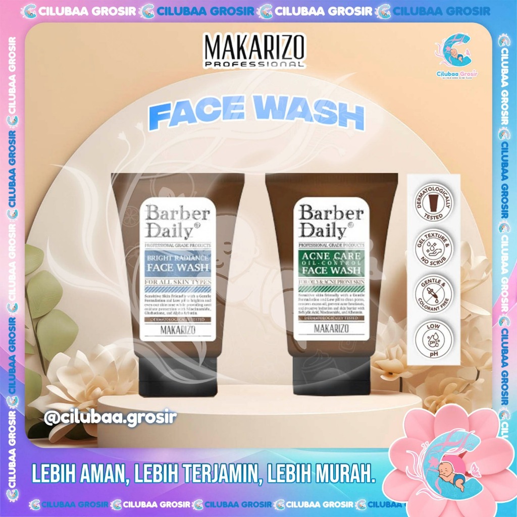 Makarizo Barber Daily Face Wash 100mL || Acne Care Oil Control & Bright Radiance || Makarizo Face Wa