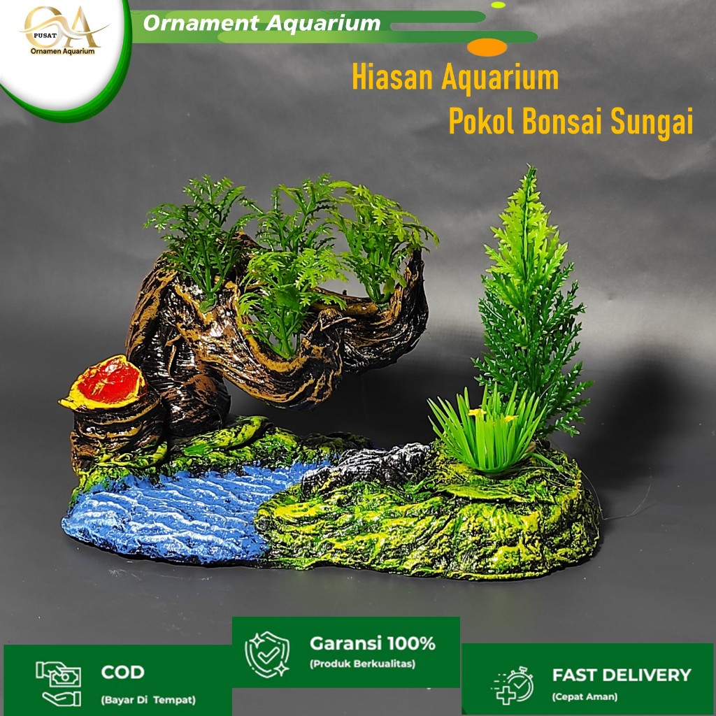 Hiasan Aquarium Bonsai Sungai Cemara Ornamen Aquarium Pohon Bonsai Cemara