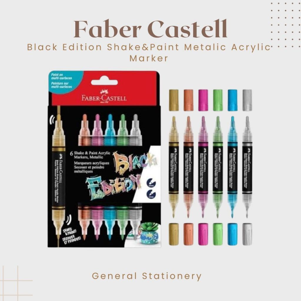 

Faber Castell Black Edition Shake & Paint Acrylic Markers Metallic