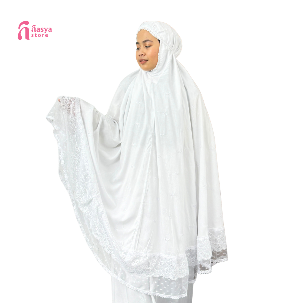 Mukena Putih Bahan Rayon Premium Bordir Mukena Rayon Premium
