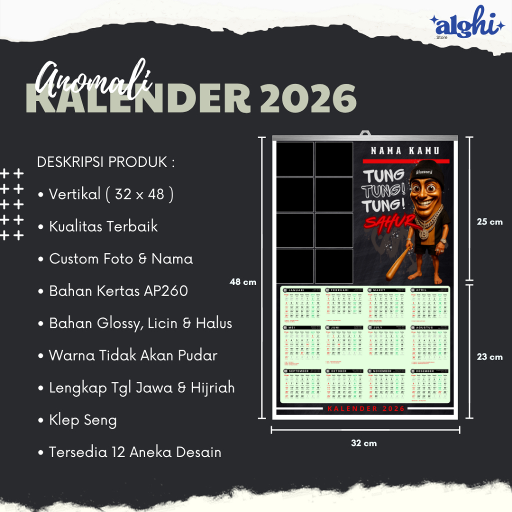 

Kalender Anomali Custom 2026 II Vertikal Desain 32 x 48