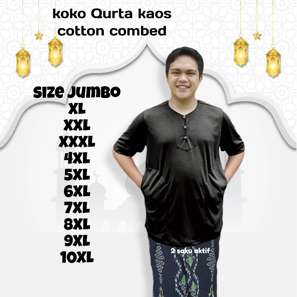 KOKO KURTA BAJU KOKO BIG SIZE JUMBO WARNA HITAM