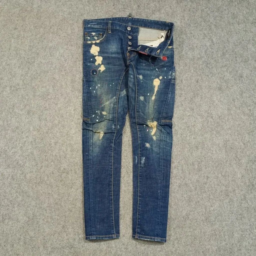 celana ripped jeans panjang pria DSQUARED size 29 second skinny jeans