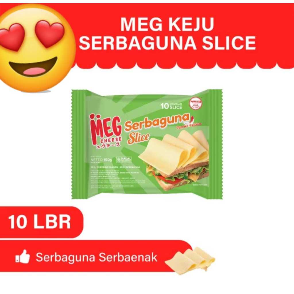 

Keju Slice Meg Serbaguna 150gr x 10 lembar / Keju Slice