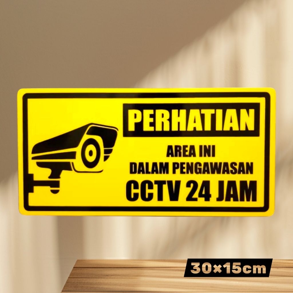 

Akrilik Sign PERHATIAN - AREA INI DALAM PENGAWASAN CCTV 24JAM bahan full acrylic tebal 2mm