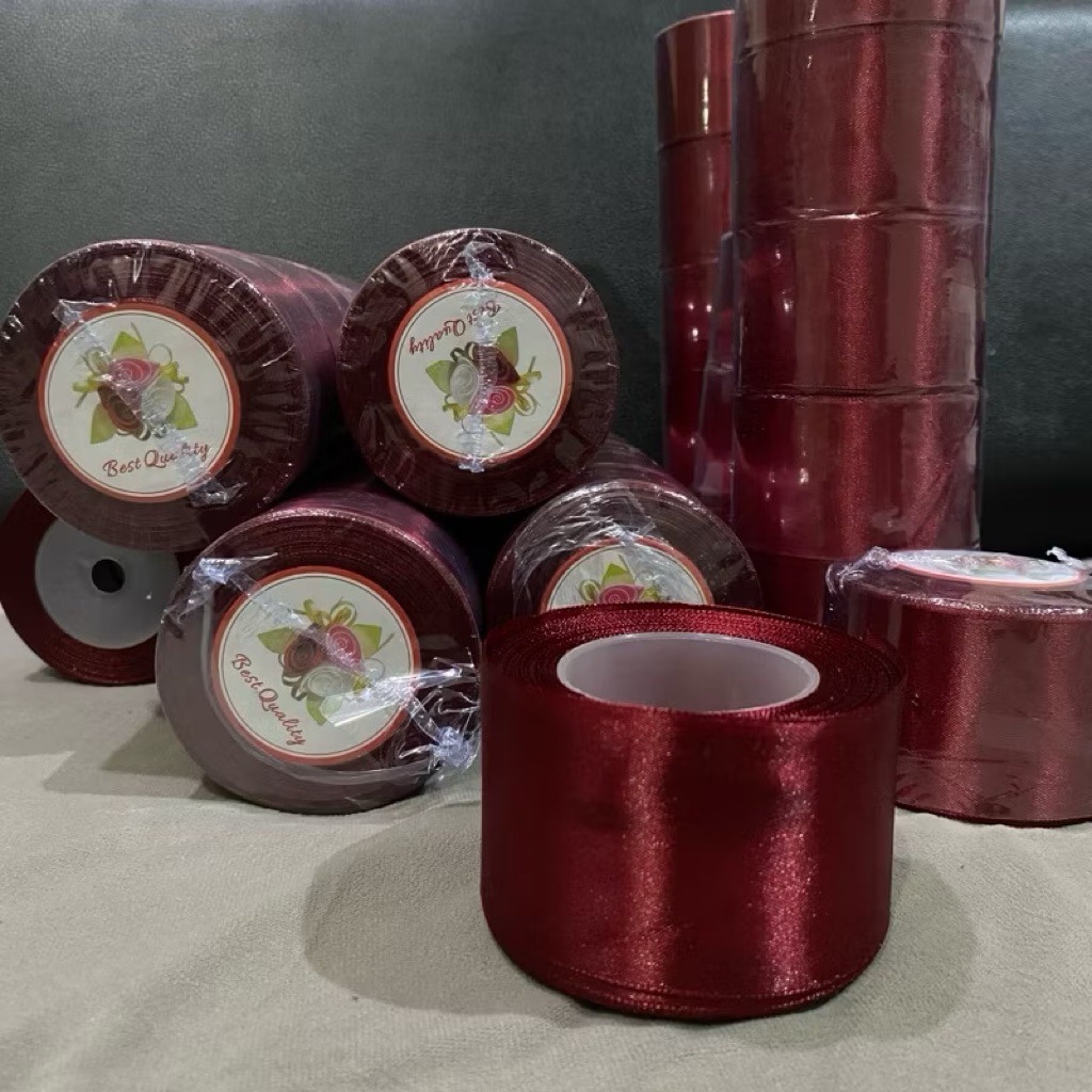 

Ready Stok Pita Satin Maroon 5cm Murah 1 Roll / Pita Buket / Round Bouquet