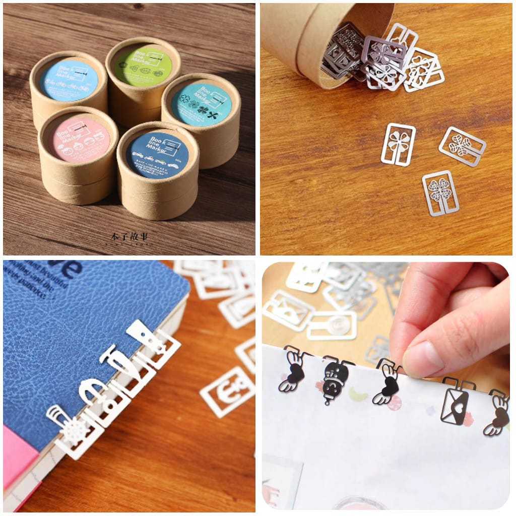 

[CornerShop] RANDOM MOTIF Pembatas Buku Bookmark Metal Penanda Buku Klip Atom