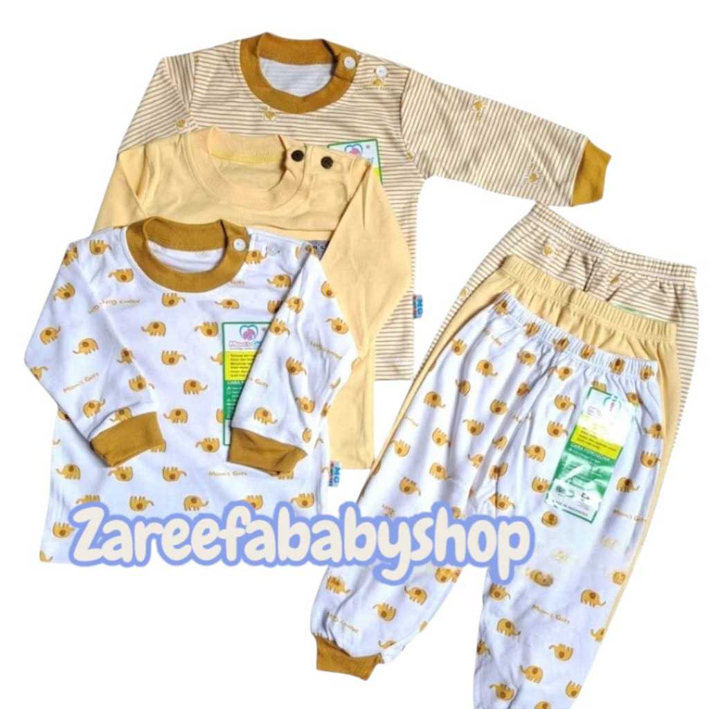 Baju Tidur Bayi Baju Tidur Anak Moms Gift Series Salur Polos Mix Size M.L.XL 0-36 Bulan
