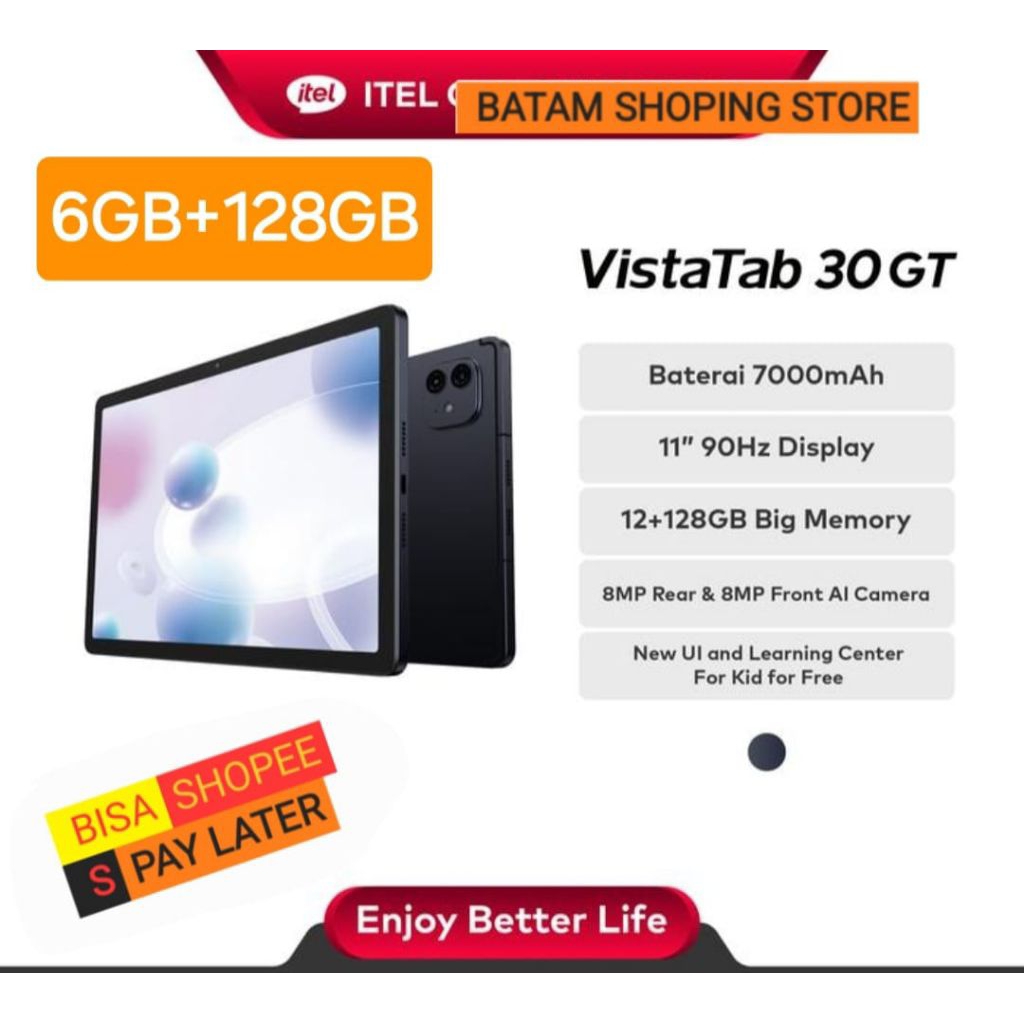 TABLET ITEL VISTA TAB 30 GT RAM 6GB + 128GB [ HELIO G99 ULTIMATE ] GARANSI RESMI