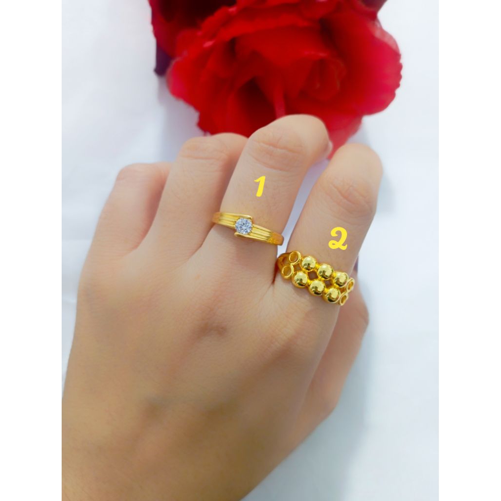 PEKANBARUJEWELRY - CINCIN PERMATA LAPIS KRISTAL 24K+LAPIS EMAS 24KARAT