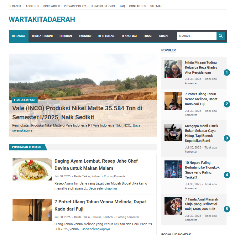 Jasa Pembuatan Website Blogspot Berita Daerah & Nasional Siap Pakai | Template Premium + Artikel SEO