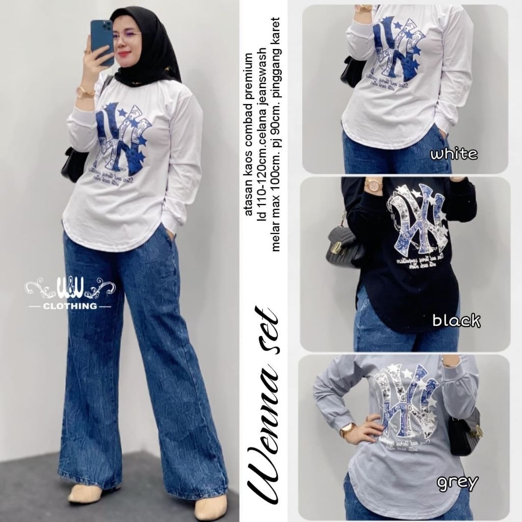 SETELAN BLOUSE JUMBO/WENNA/ONESET BLOUSE WANITA KAOS COMBED PREMIUM JUMBO LD 120 CM FIT XXL