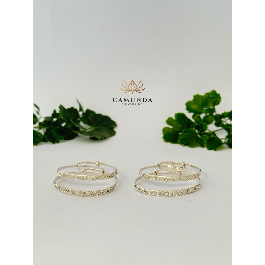 gelang bayi perak motif jejawanan satu set