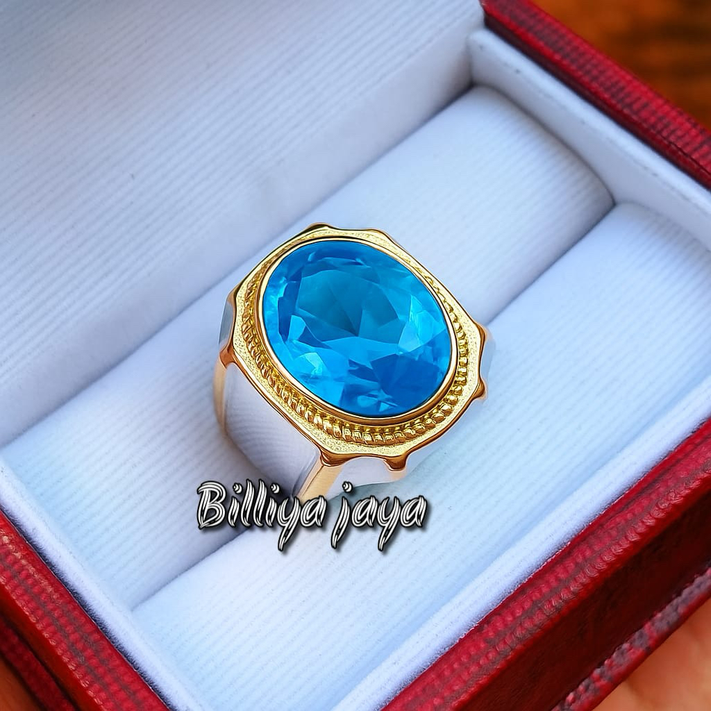 CINCIN PRIA BATU BLUE TOPAS CUTTING