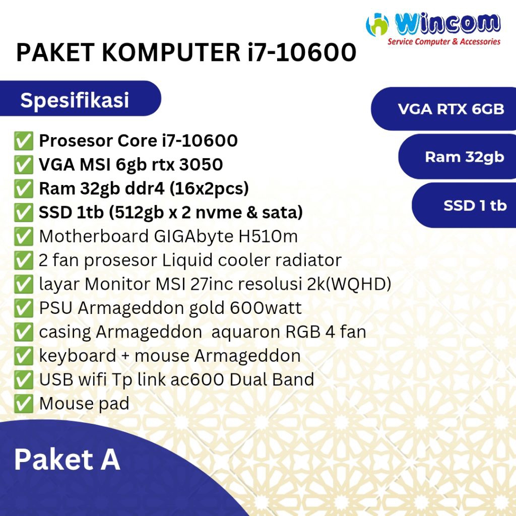 paket A komputer rakitan spek disain dan gaming