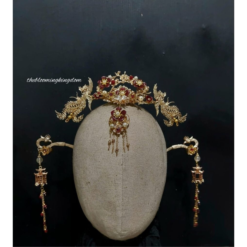 Set Hairpiece Headpiece Sangjit Engagement Wedding Lamaran Tingjing