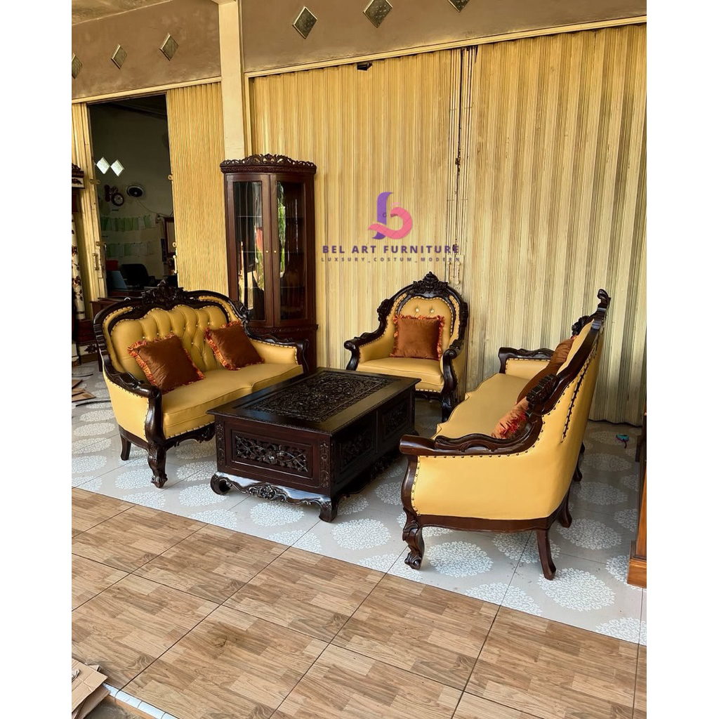 kursi tamu ukir virginia/Sofa tamu ukir jati