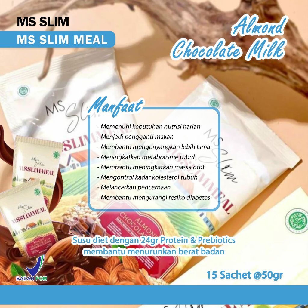 

MS Slim Meal Almond Chocolate Milk Original | Minuman Diet Sehat MS Glow Slimming