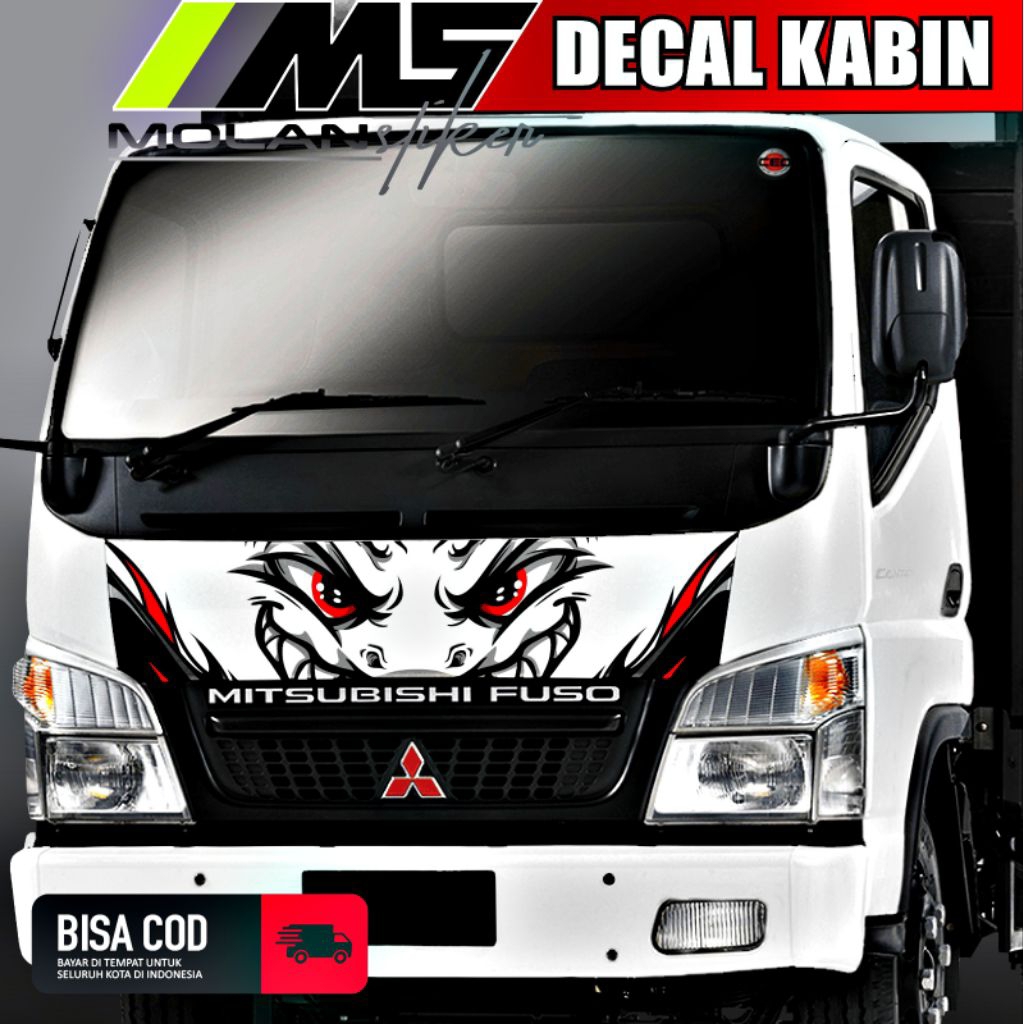 Decal Sticker Striping Variasi Kabin Depan Truck Canter Decal Kabin/Kap Depan Truck Engkel Mitsubish