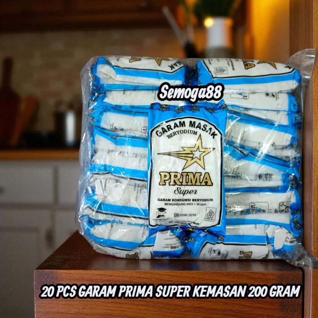 

20 PCS GARAM DAPUR HALUS CAP PRIMA SUPER KEMASAN 200 GRAM / GARAM BERYODIUM / GARAM / GAREM