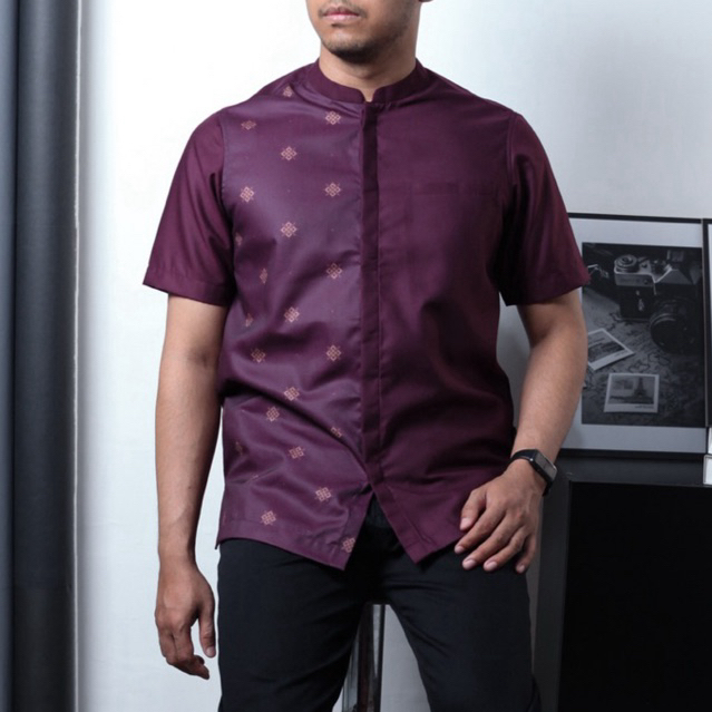 Baju Koko Kurta Batik Sublim Dewasa Lengan Pendek Saviq Bahan Toyobo Premium/Kemko