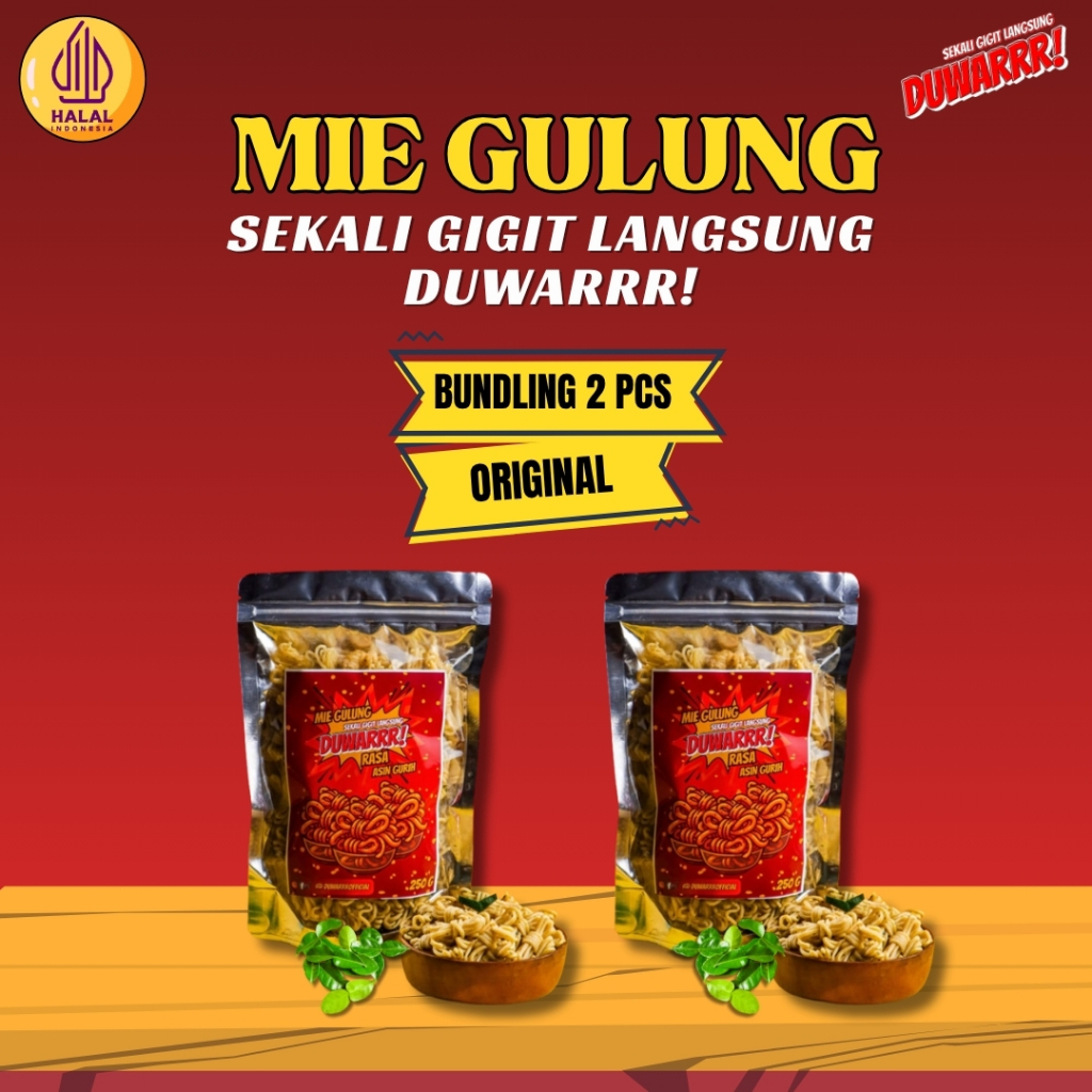 

[BUNDLING HEMAT] Rasa Original 2pcs 250g Mie Gulung DUWARRR Cemilan Pedas Daun Jeruk