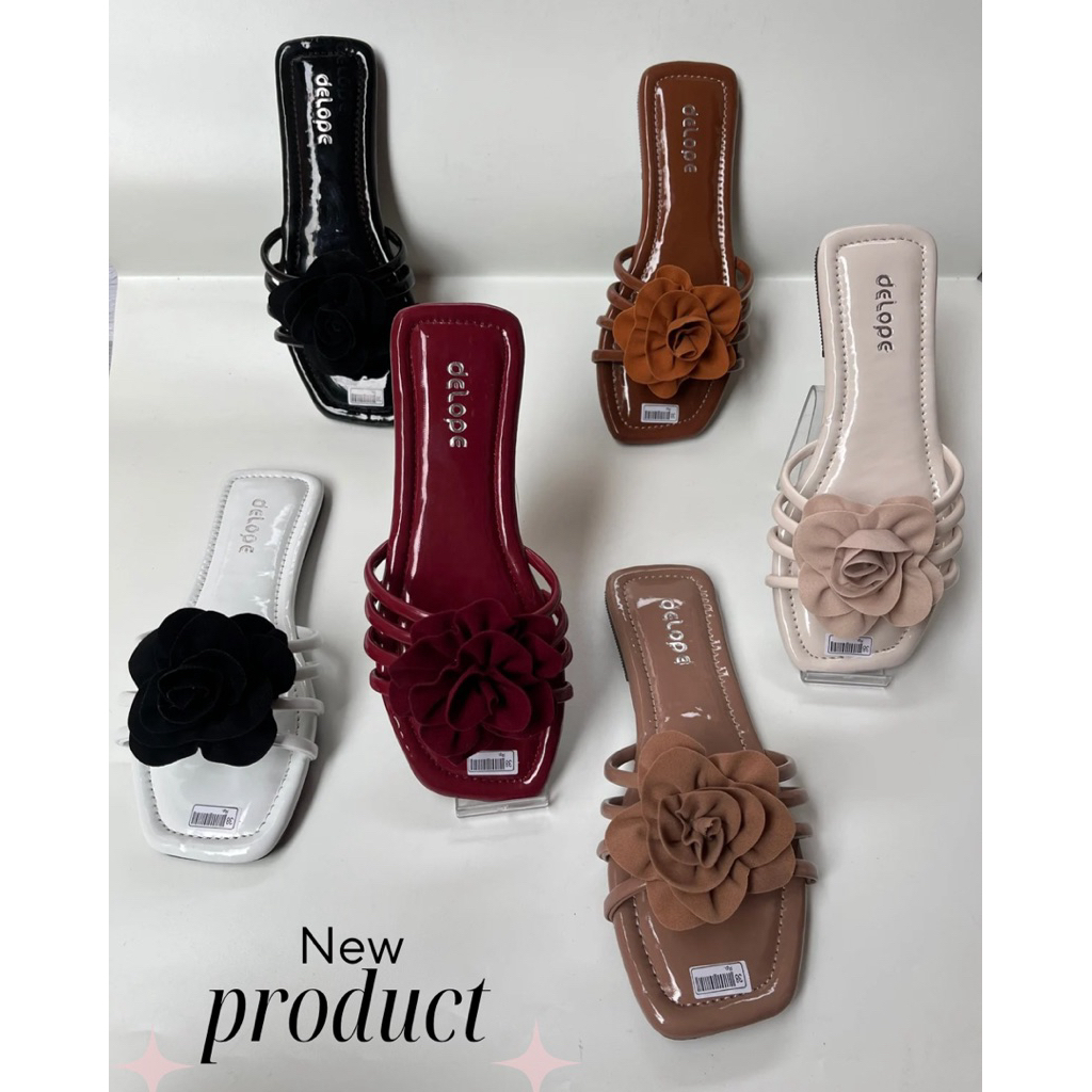 Flower-Sandal flower terbaru sandal teplek wanita bunga import