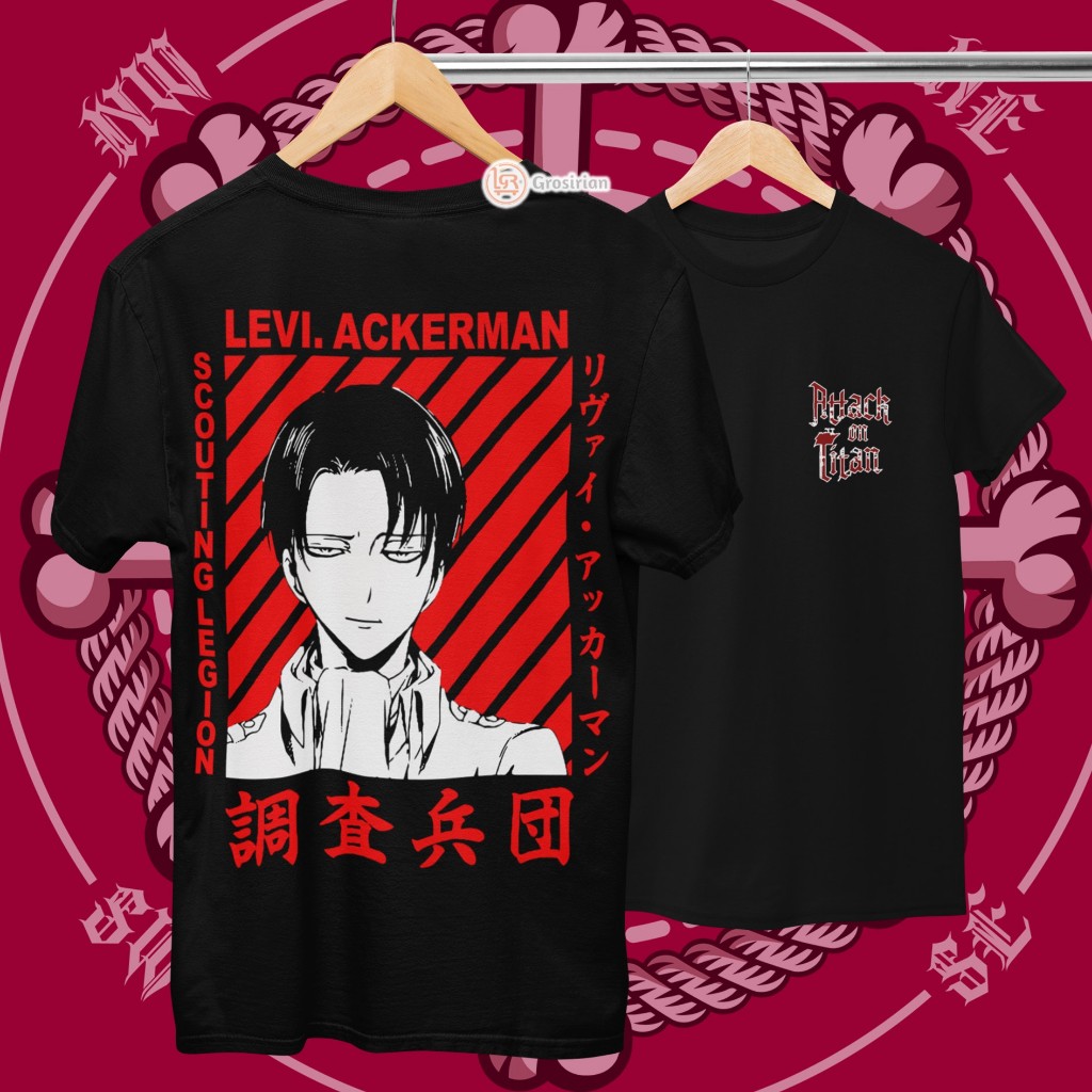 KAOS LEVI ACKERMAN ANIME ATTACK ON TITAN - KAOS BAJU LEVI ATTACK ON TITAN, KAOS SABLON, SABLON DTF